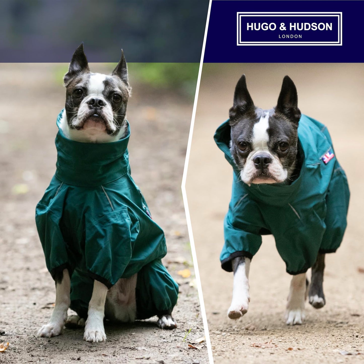 HUGO & HUDSON Dog Reflective Jacket Protective Overalls - Warm Outdoor Winter Windproof Dog Coat Vest for Small, Medium, Large & XL Dogs - Teal - S35
