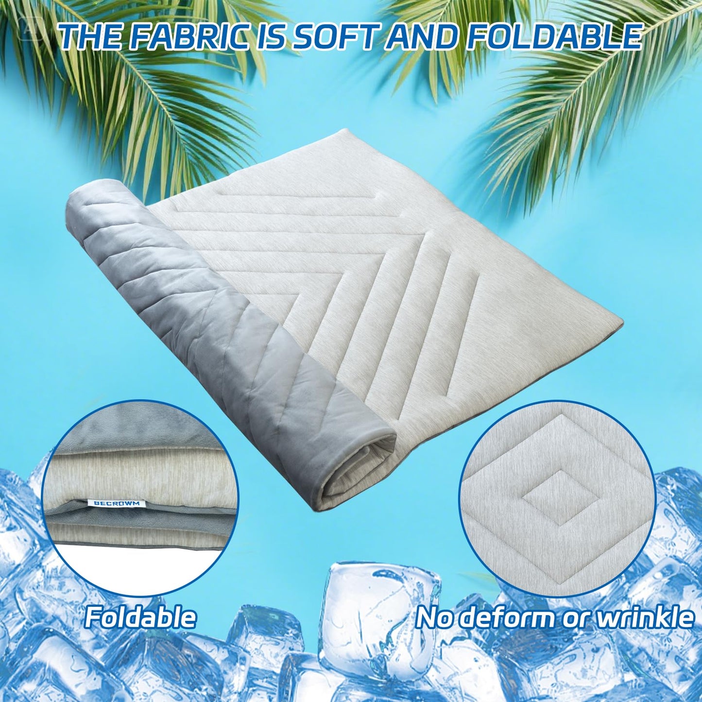 BECROWM Dog Cooling Mat Self Coolings Foldable Cooling Pad for Dog in Summer Coolings Mat for Dogs and Cats Machine Washable (Medium)