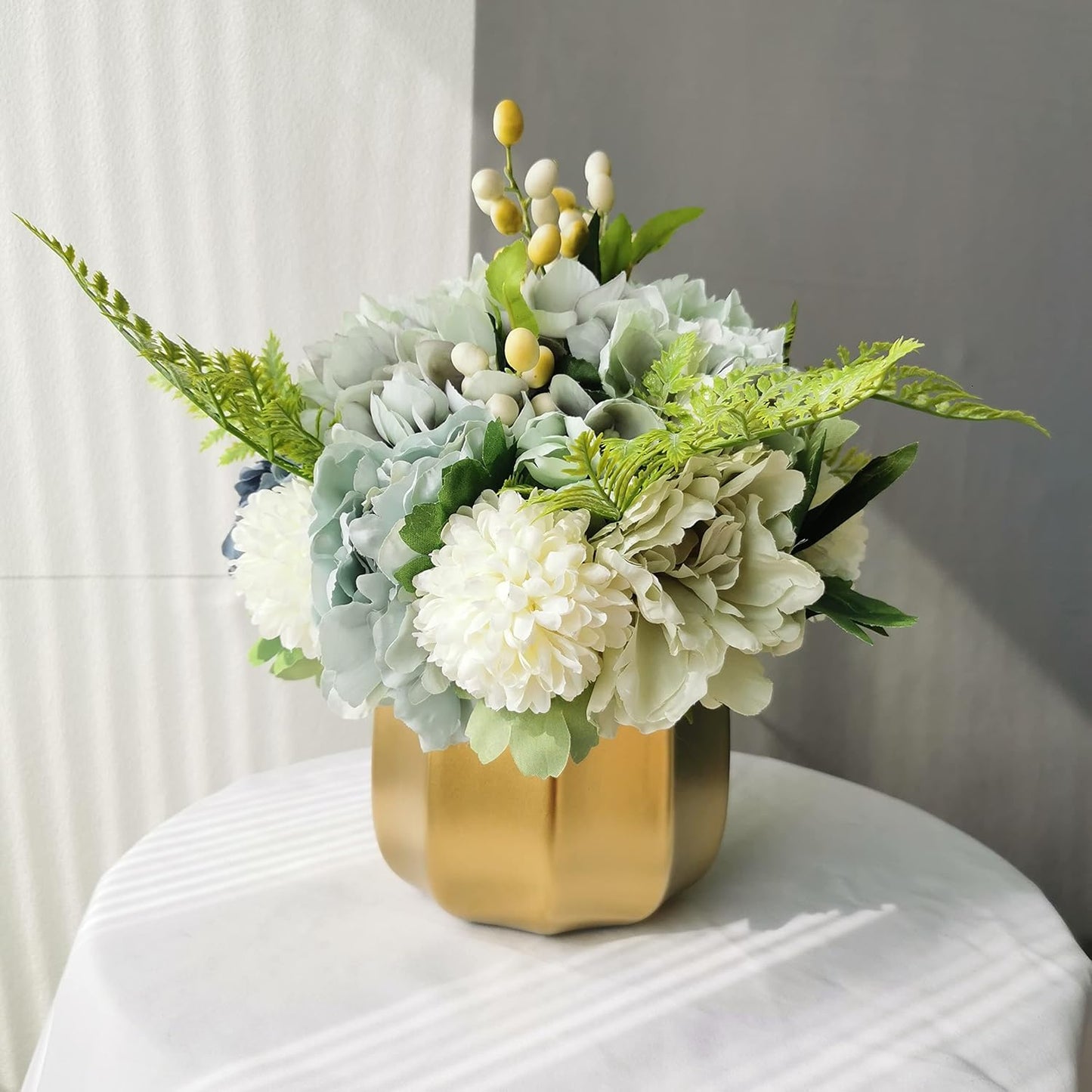 Artificial Flower Arrangement with Vase – Elegant Faux Floral Home Décor