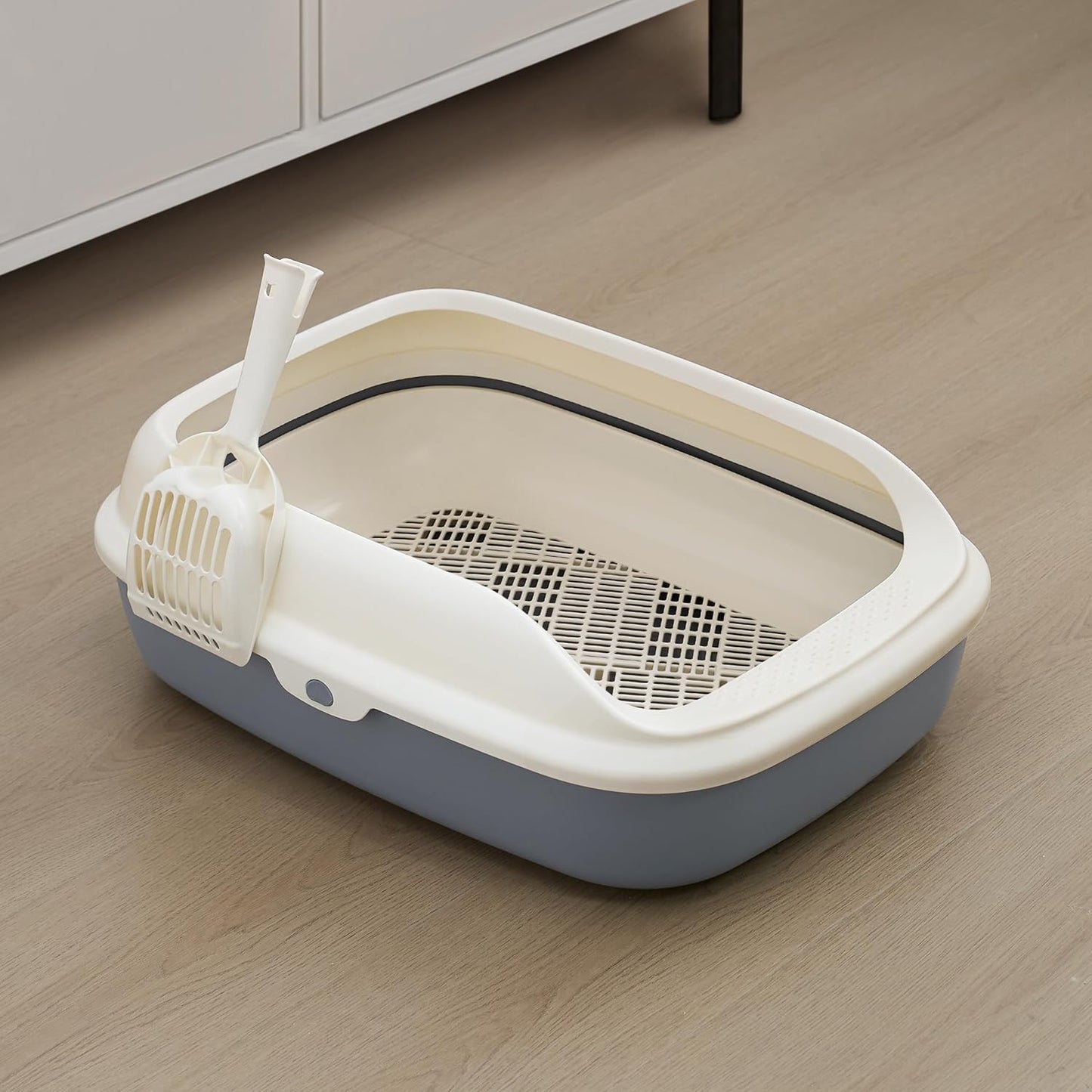 Large Cat Litter Box – Open Sifting Tray or Foldable Hooded Litter Box with Scoop