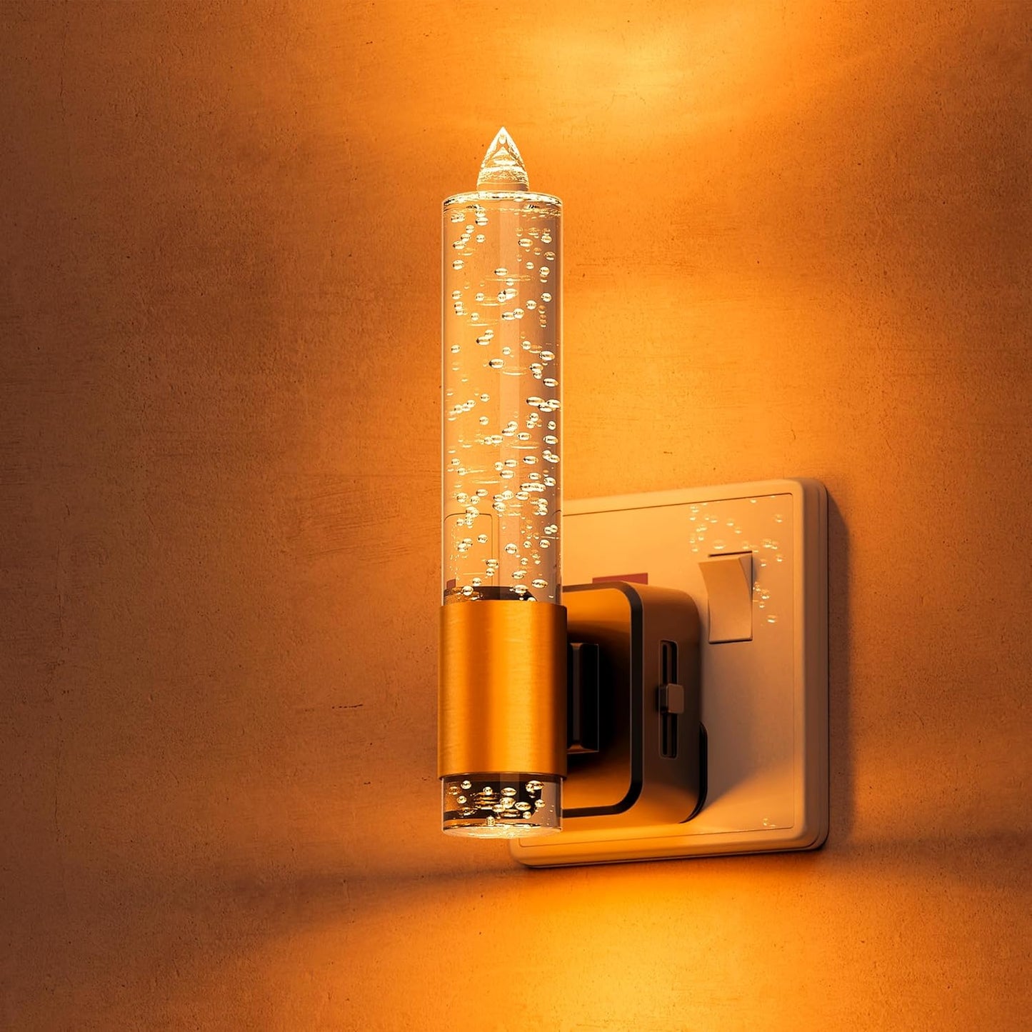 LOHAS-LED Plug in Night Light, Acrylic Night Light with Dusk to Dawn Sensor, Adjustable Brightness 0-100LM, Warm White 3000K, Plug in Nightlight for Hallway, Bathroom, Stair, Bedroom[1 Pack]