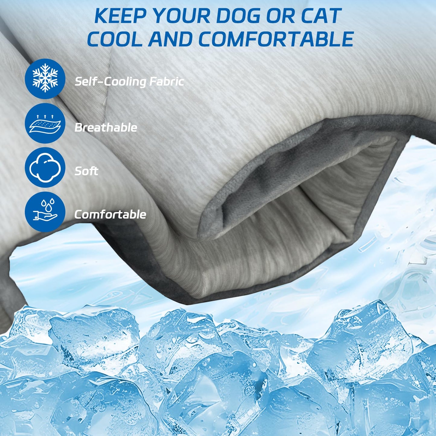 BECROWM Dog Cooling Mat Self Coolings Foldable Cooling Pad for Dog in Summer Coolings Mat for Dogs and Cats Machine Washable (Medium)