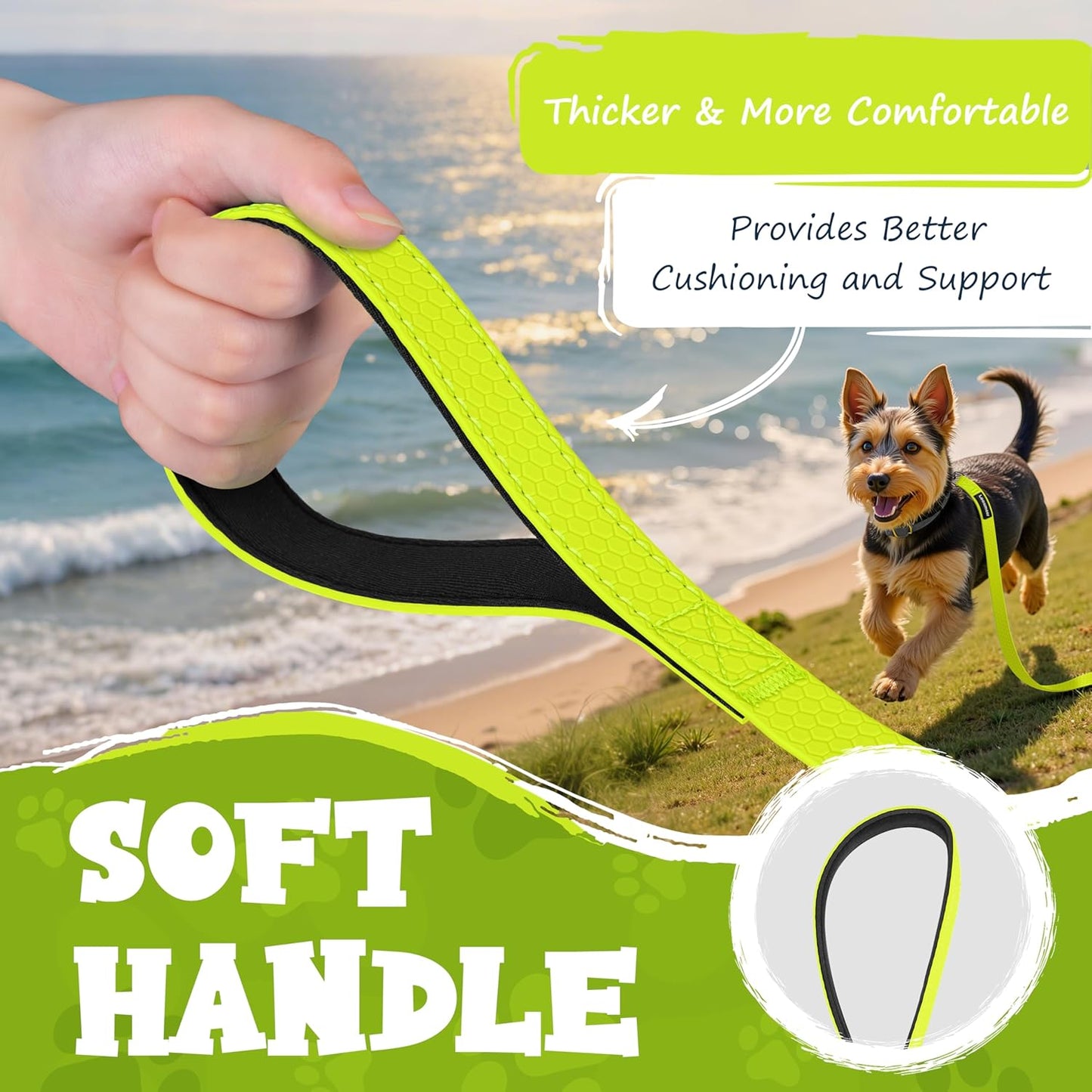 Looxmeer Dog Training Lead, Strong Extra Long Dog Lead for Small Medium Large Dog with Padded Handle & Storage Bag, Waterproof Dog Leash for Recall Tracking Hiking Hunting Obedience, Blue