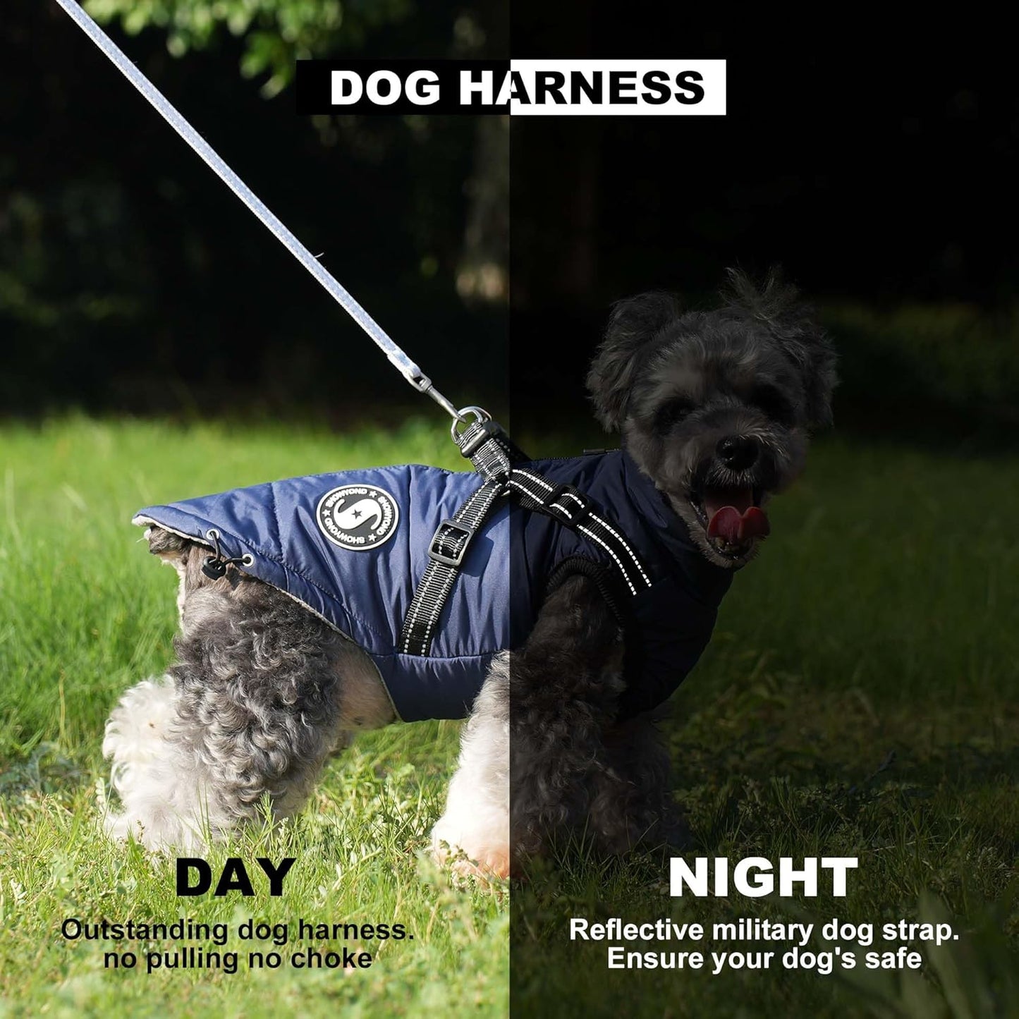 Dog Coats Waterproof Winter Warm Zip Up Dog Coat with Harness Jacket for Puppy Small Medium Large Dogs