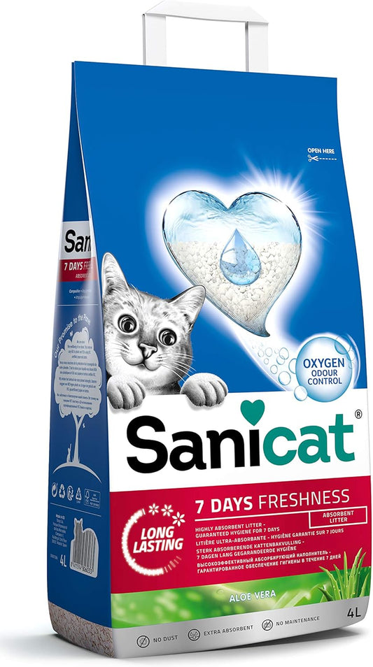 Sanicat - Classic cat litter with Aloe Vera | 7-day odour control | Fast absorption | product for your pet’s hygiene Keep Your Home Clean