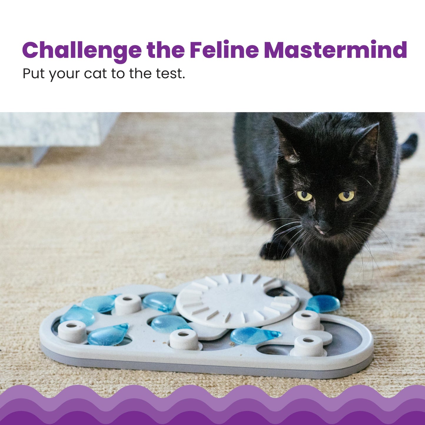 Catstages Rainy Day Puzzle & Play, Interactive Treat Puzzle Cat Toy 15.4 in x 9.4 in, Gray