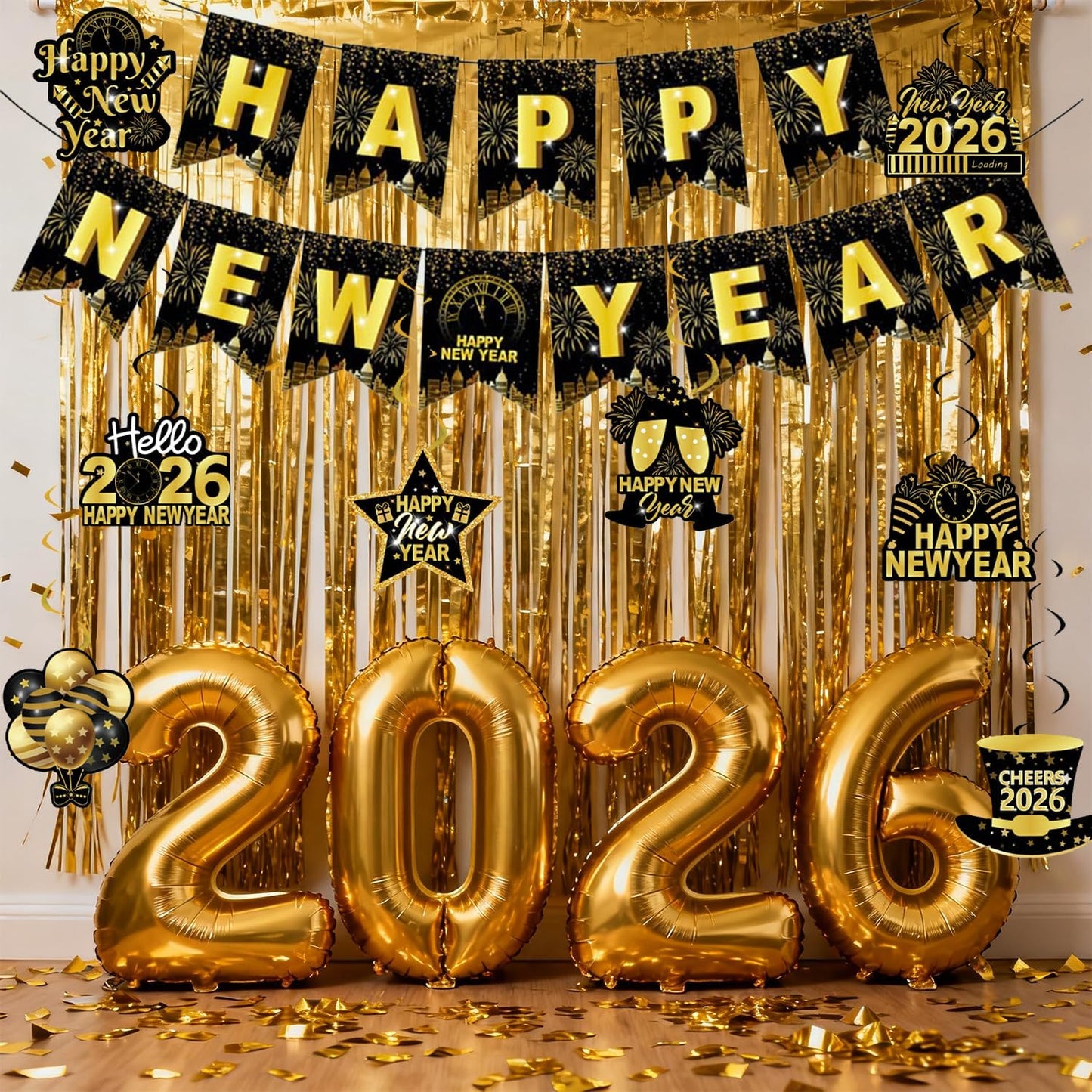 2026 New Year Vibes — 70-pc Gold Balloon & Decor Set