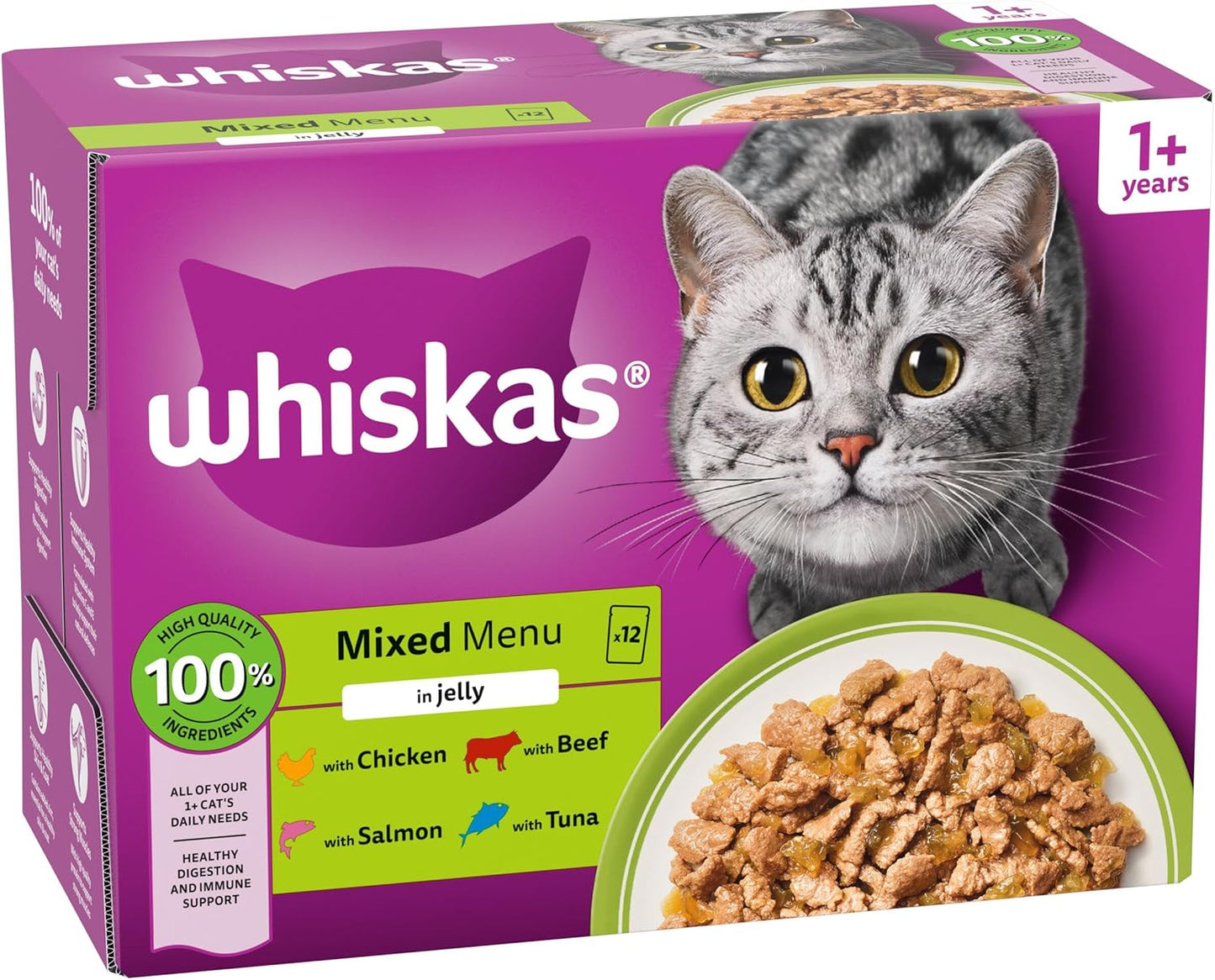 Whiskas 1+ Adult Wet Cat Food – Delicious Complete Meals for Adult Cats