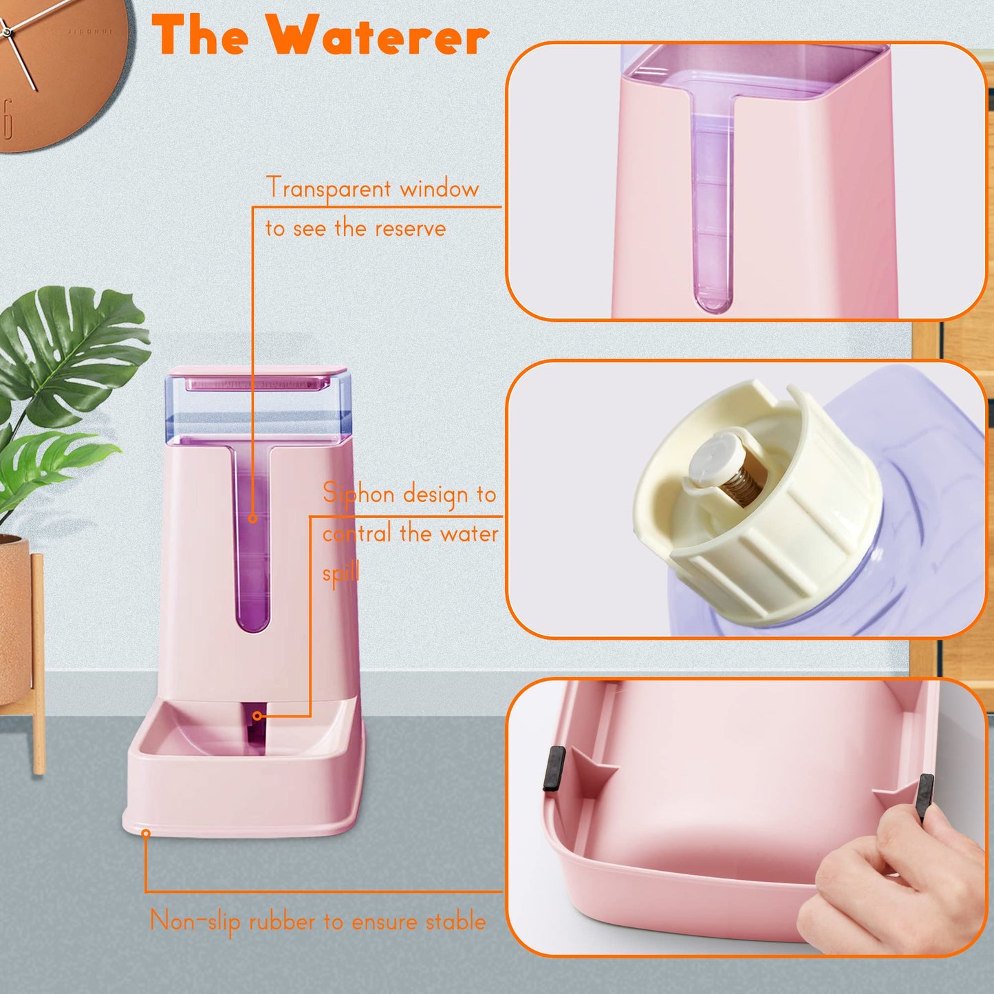 Automatic Cat & Dog Feeder with Water Dispenser – Hipidog Pink 1 Gallon