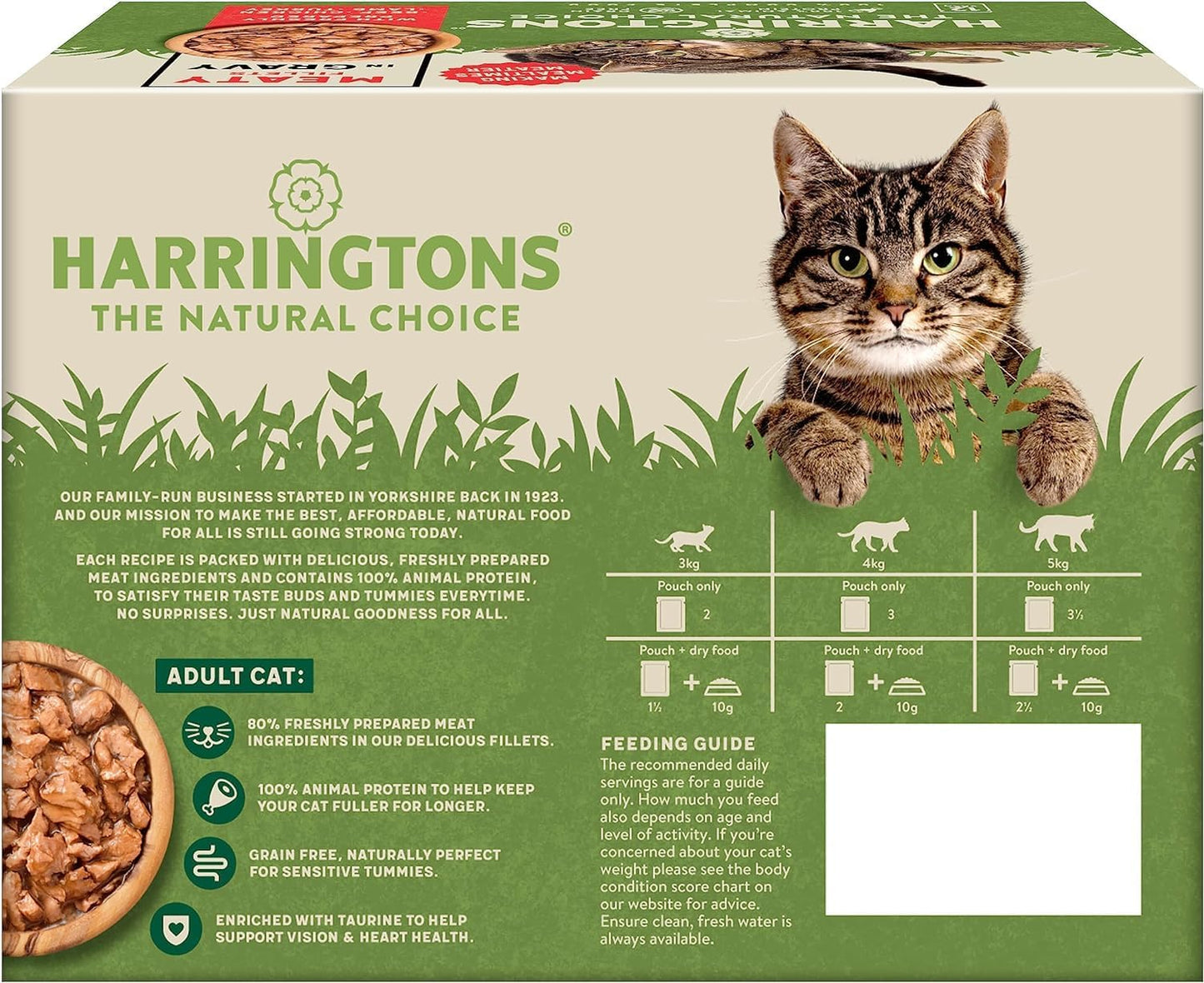 Harringtons Grain Free Wet Cat Food for Adult Cats – Beef, Chicken, Lamb & Turkey in Gravy & Jelly