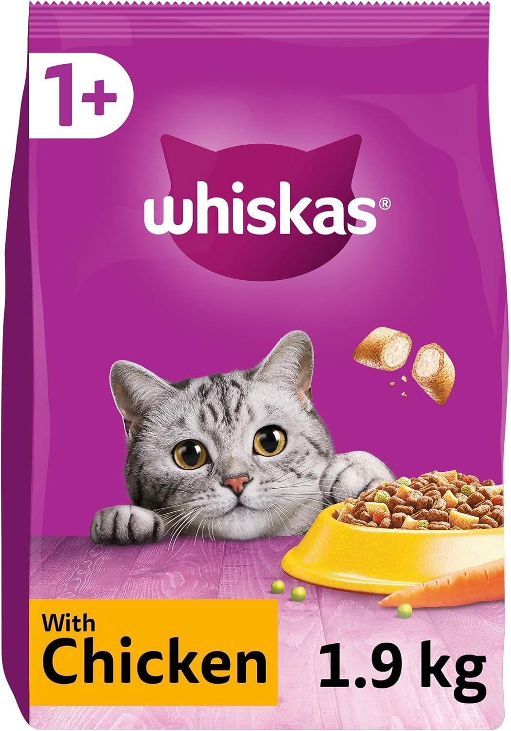Whiskas 1+ Dry Cat Food Chicken | Complete Nutrition for Adult Cats 🐱