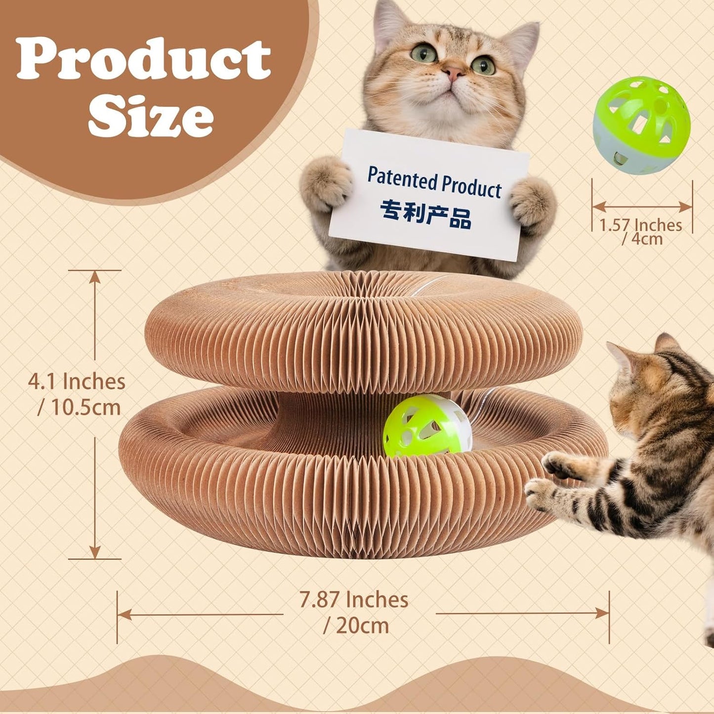 Magic Accordion Cat Scratcher Toy with Ball – Interactive Curl Ring for Indoor Cats & Kittens