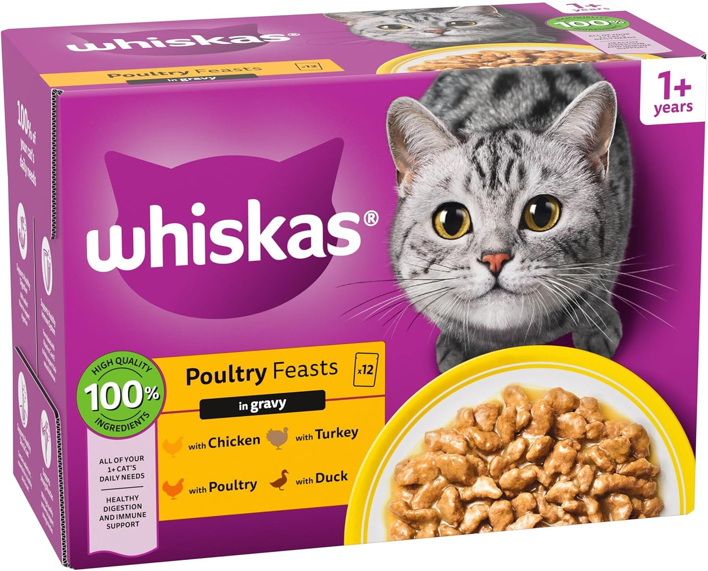 Whiskas 1+ Adult Wet Cat Food – Delicious Complete Meals for Adult Cats