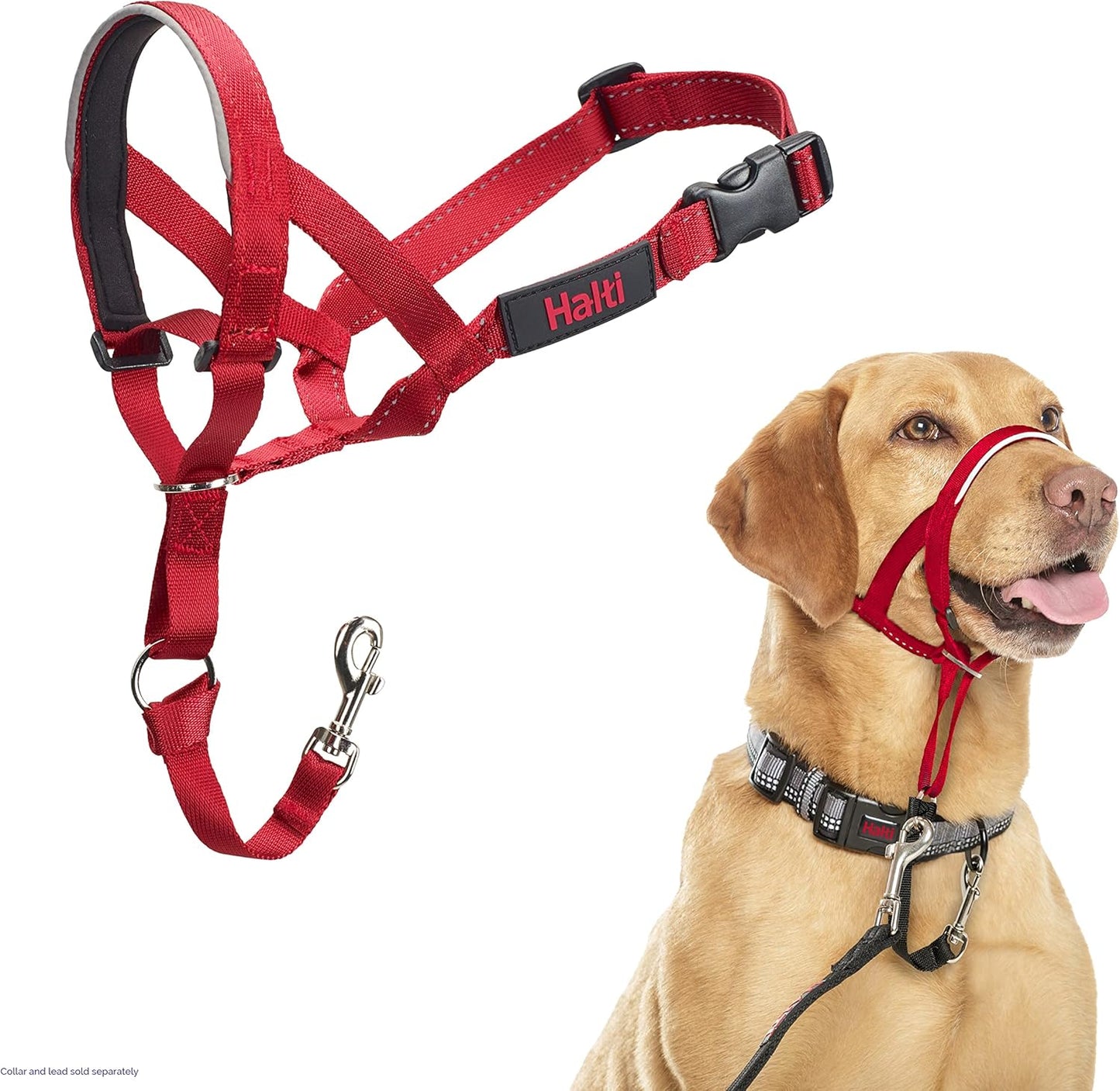 HALTI Headcollar UK Bestselling Dog Head Harness to Stop Pulling on the Lead, Easy to Use, Padded Nose Band, Adjustable & Reflective, Professional Anti-Pull Training Aid for Large Dogs