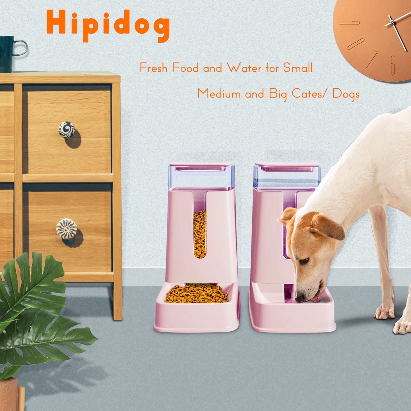 Automatic Cat & Dog Feeder with Water Dispenser – Hipidog Pink 1 Gallon