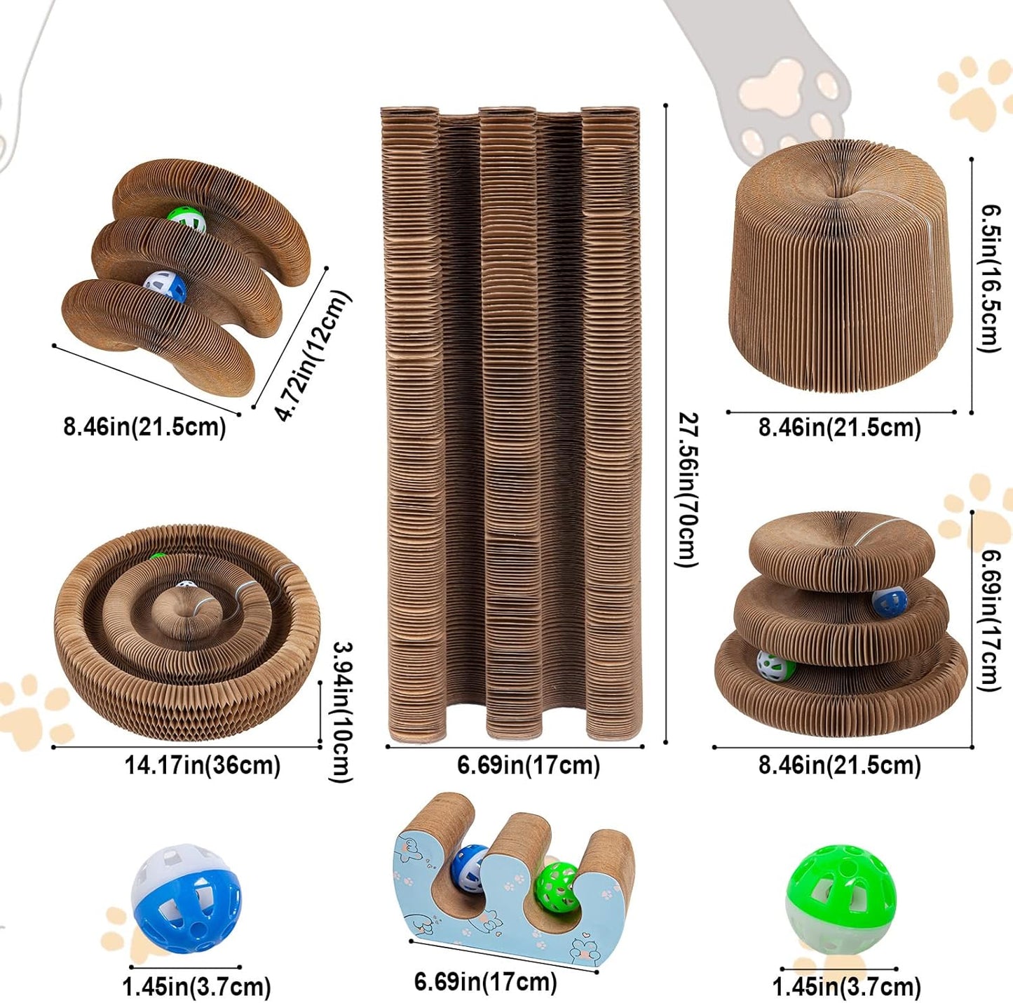 Magic Accordion Cat Scratcher Toy with Ball – Interactive Curl Ring for Indoor Cats & Kittens
