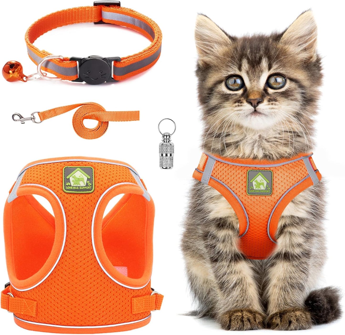 Escape Proof Cat Harness and Lead Set – Adjustable Reflective Soft Mesh Vest for Cats