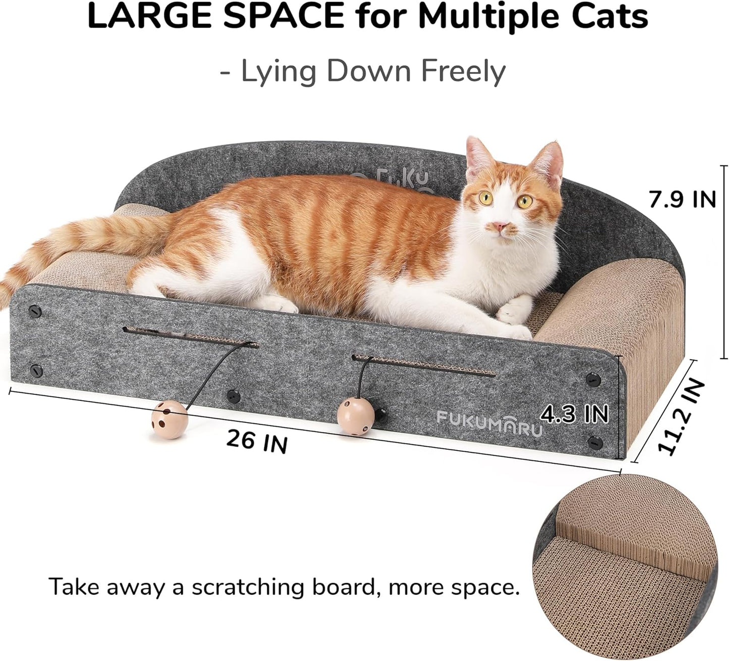 Tieker Oversized Cat Scratching Board & Bed – Durable Cardboard Cat Sofa for Rest & Play