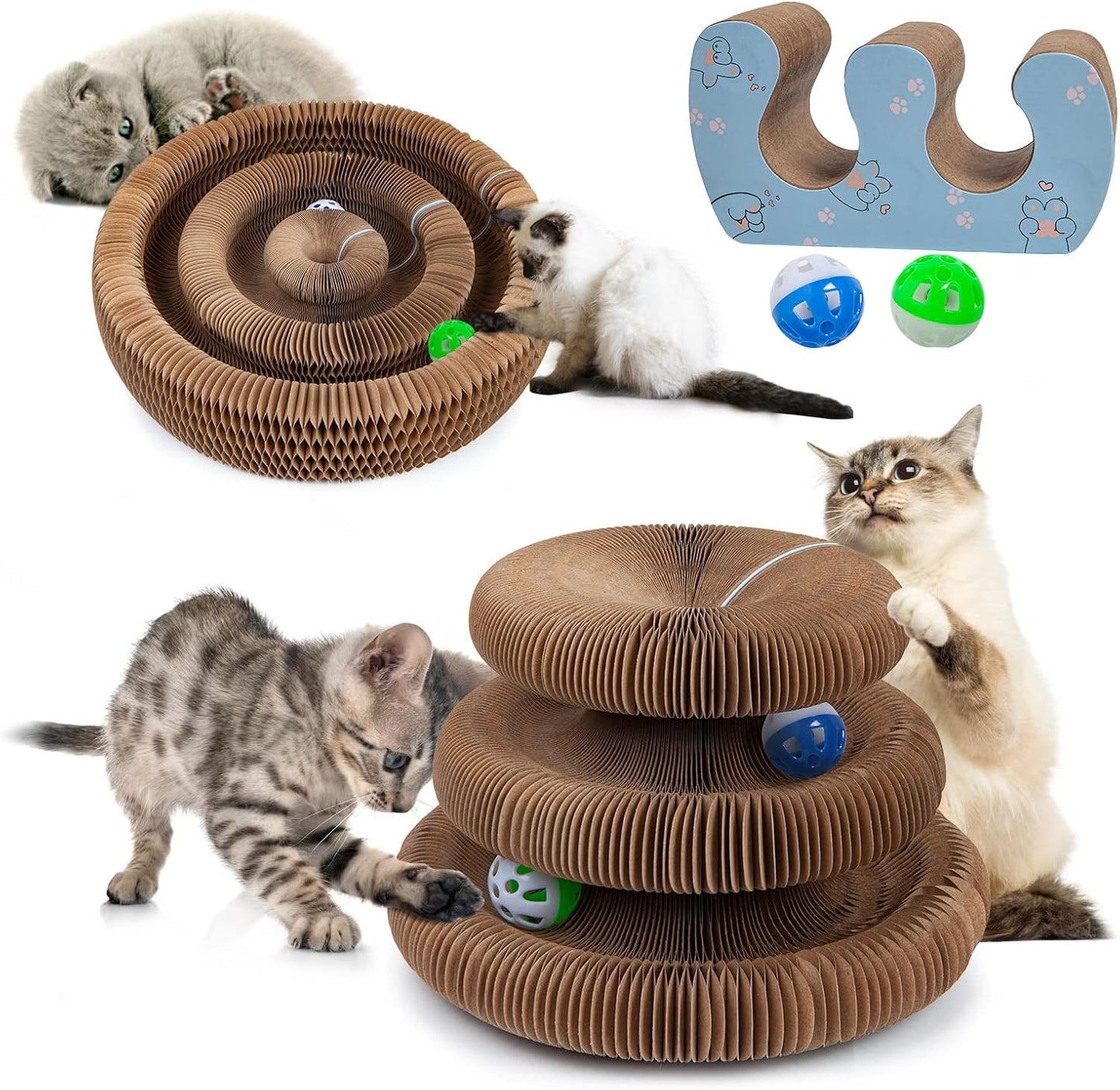 Magic Accordion Cat Scratcher Toy with Ball – Interactive Curl Ring for Indoor Cats & Kittens