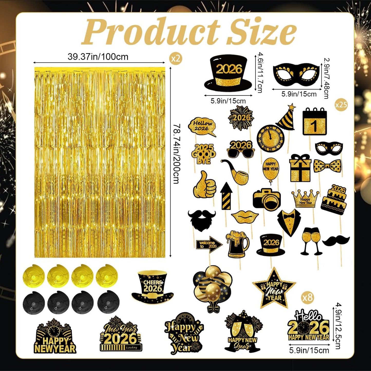 2026 New Year Vibes — 70-pc Gold Balloon & Decor Set