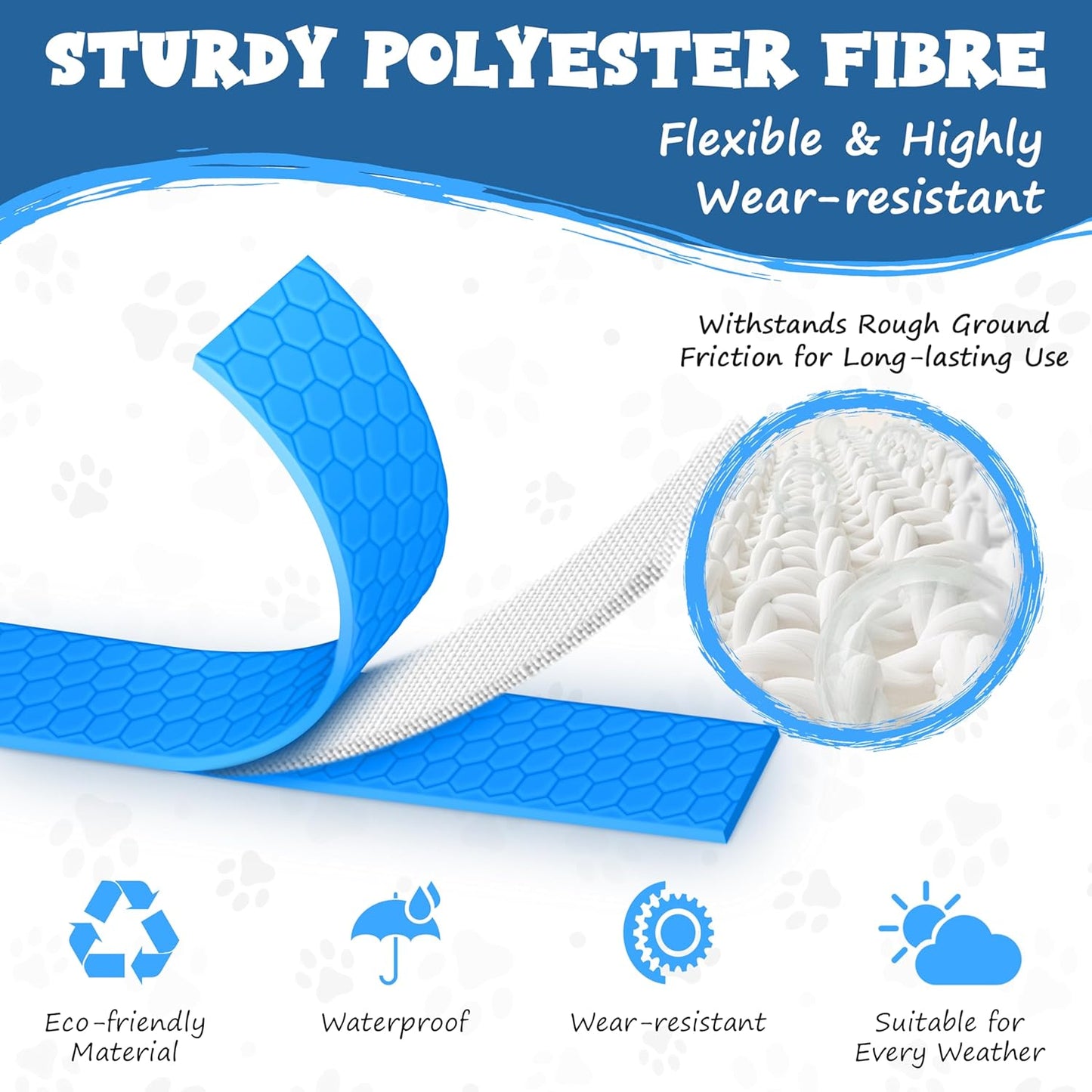 Looxmeer Dog Training Lead, Strong Extra Long Dog Lead for Small Medium Large Dog with Padded Handle & Storage Bag, Waterproof Dog Leash for Recall Tracking Hiking Hunting Obedience, Blue