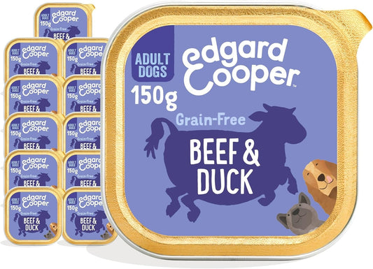 Edgard Cooper Grain-Free Wet Dog Food for Adult Dogs, BeefDuck, Natural Dogs Food in Cup with Fresh Meat Amino Acids, Gluten-Free, High Protein
