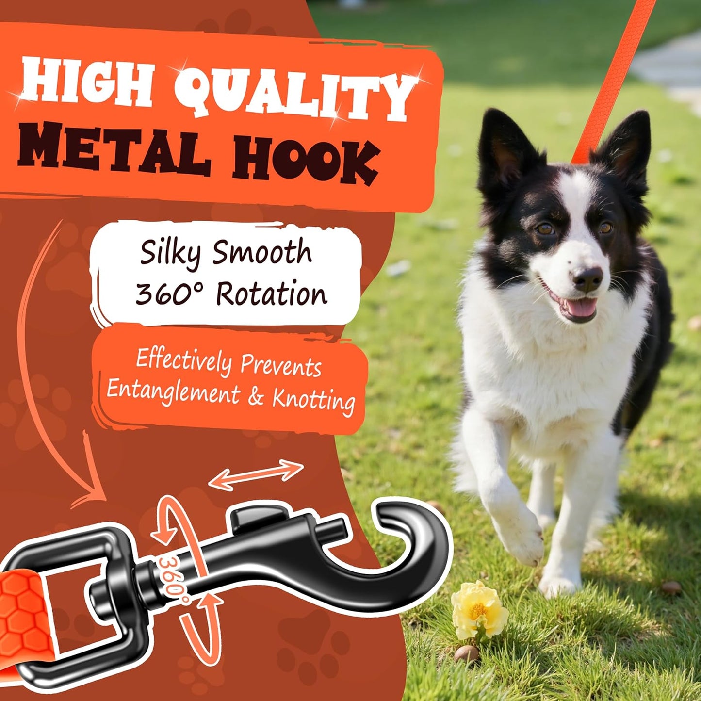 Looxmeer Dog Training Lead, Strong Extra Long Dog Lead for Small Medium Large Dog with Padded Handle & Storage Bag, Waterproof Dog Leash for Recall Tracking Hiking Hunting Obedience, Blue