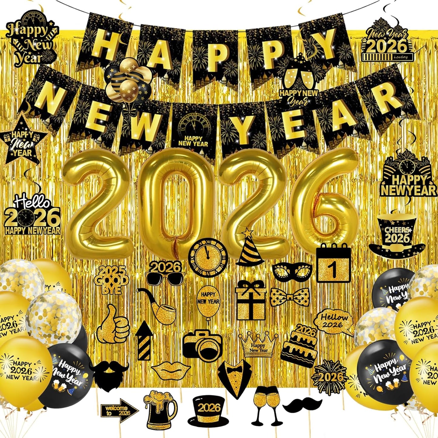 2026 New Year Vibes — 70-pc Gold Balloon & Decor Set