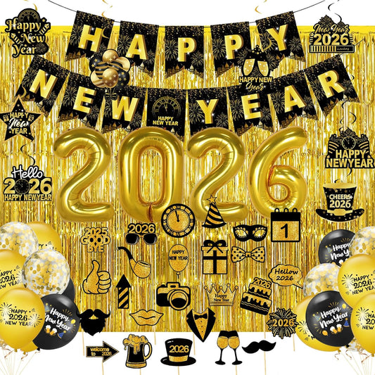 2026 New Year Vibes — 70-pc Gold Balloon & Decor Set