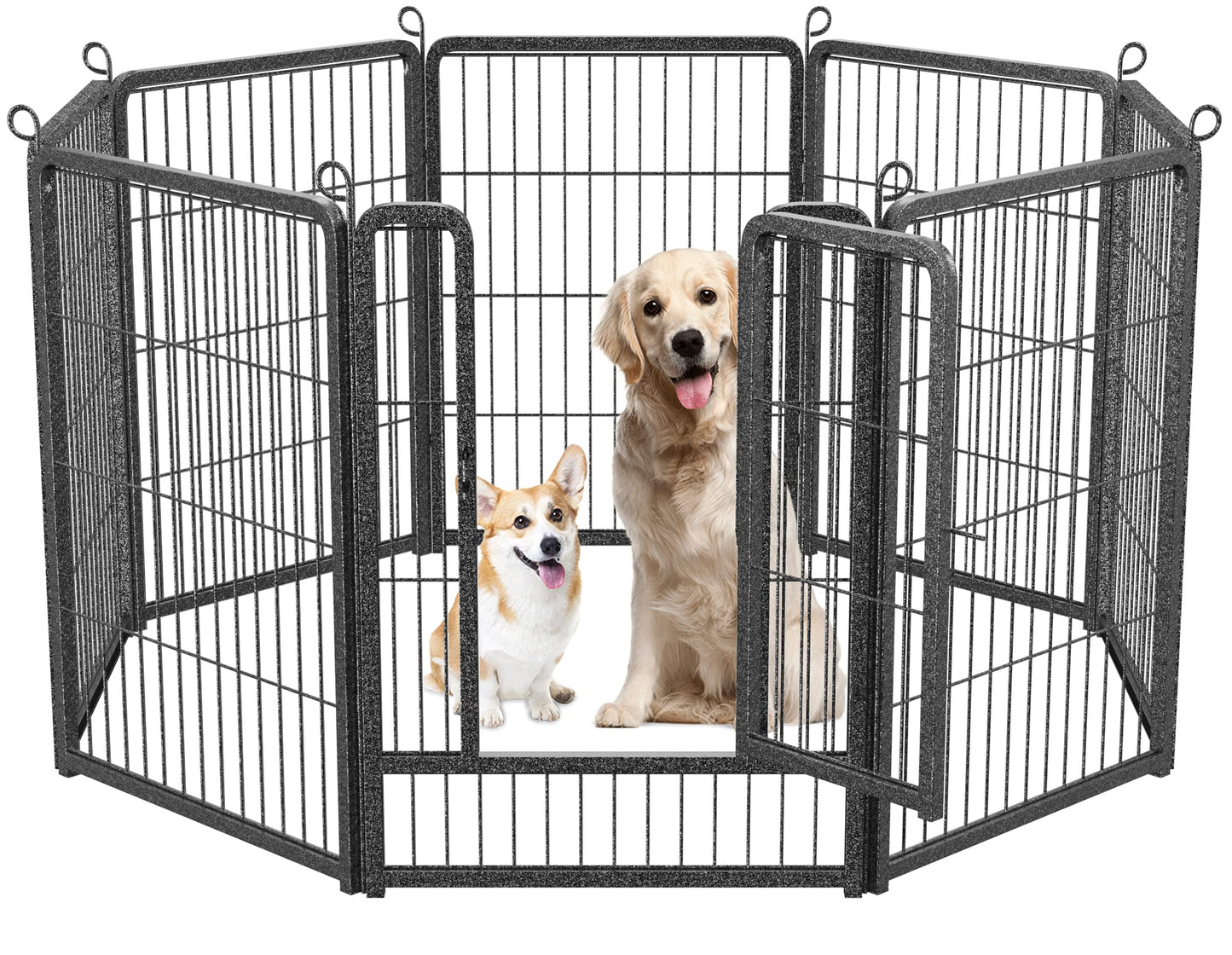 HOMIDEC Dog Pen – 8 Panel Heavy Duty Foldable Pet Playpen with Door, Indoor/Outdoor Fence for Dogs, Puppies, Cats & Small Animals (Silvery 120x120x80cm)