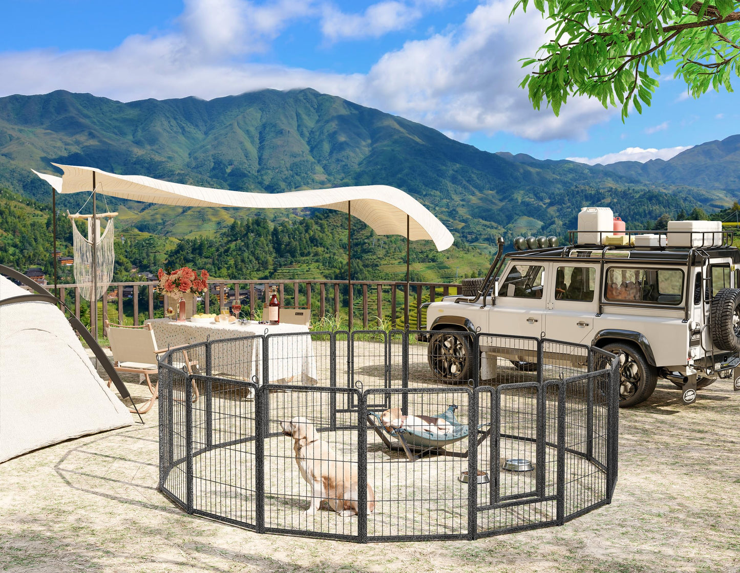 HOMIDEC Dog Pen – 8 Panel Heavy Duty Foldable Pet Playpen with Door, Indoor/Outdoor Fence for Dogs, Puppies, Cats & Small Animals (Silvery 120x120x80cm)