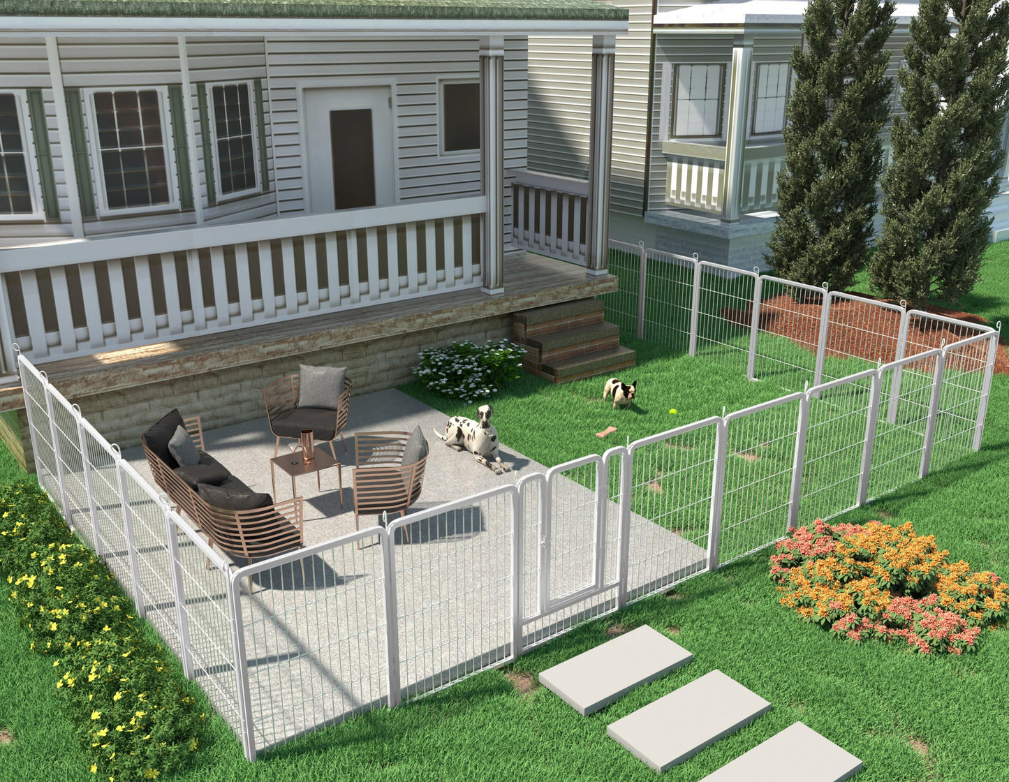 HOMIDEC Dog Pen – 8 Panel 80cm Foldable Pet Playpen with Door for Dogs, Puppies, Cats & Small Animals (White)