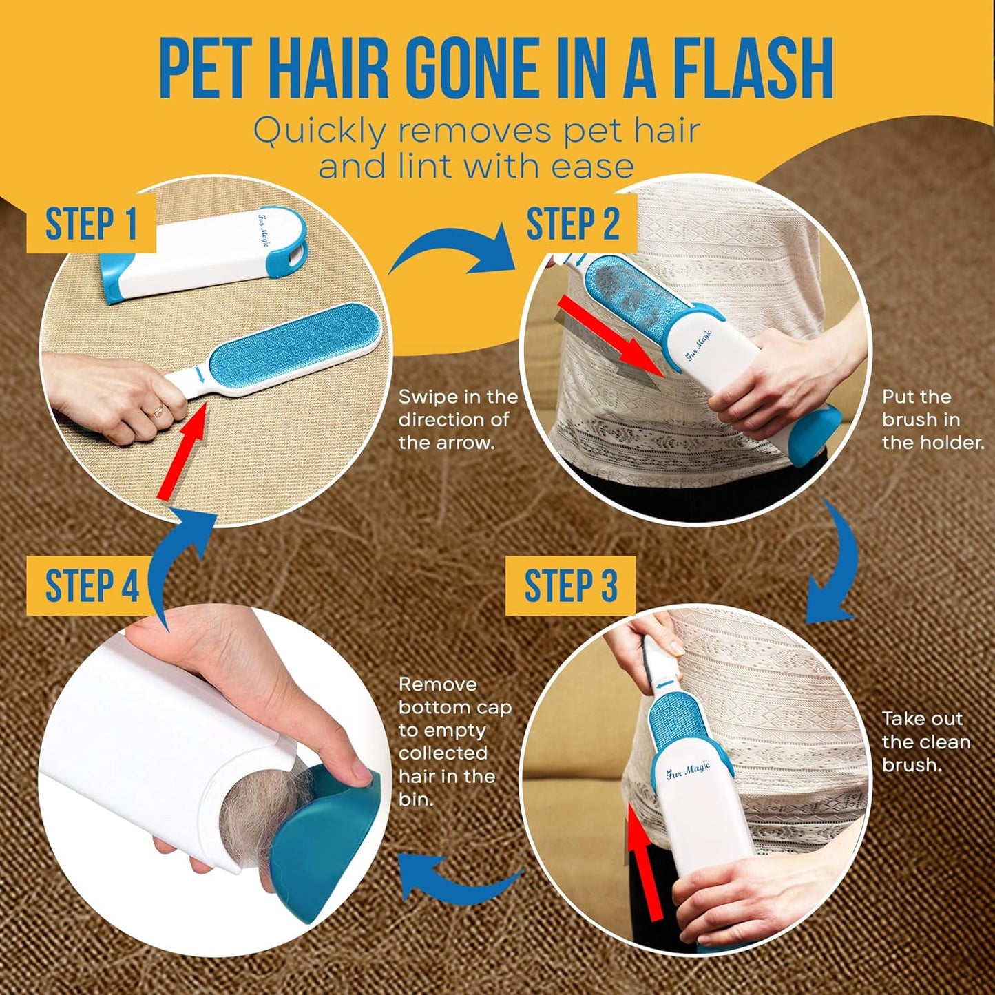 Pet Hair Remover Roller – Reusable Dog & Cat Fur Cleaner for Sofa, Carpet & Clothes