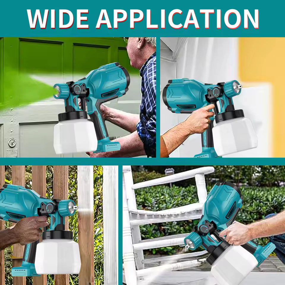 1000ML Cordless Electric Paint Sprayer with 3 patterns and Nozzles replace for Makita 18V Battery HVLP Spray Gun(BATTERY NOT INCLUDED)