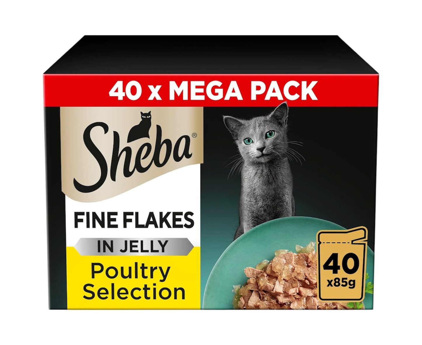 Sheba Fine Flakes in Jelly Wet Cat Food — Adult Cats | Poultry Collection, Fish Flavours,Meaty Selection