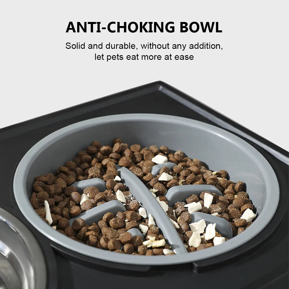 Large/XL Elevated Raised Double Dog Bowls Feeders With Adjustable Heights Stand