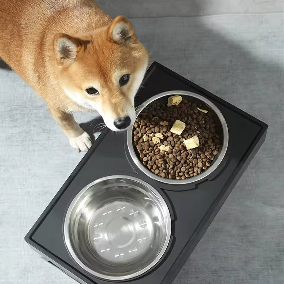 Large/XL Elevated Raised Double Dog Bowls Feeders With Adjustable Heights Stand