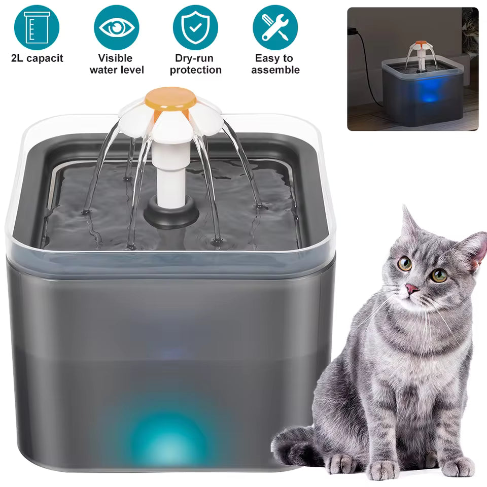 2L Pet Water Fountain – Ultra Quiet Automatic Dispenser with 2 Filters for Cats & Dogs