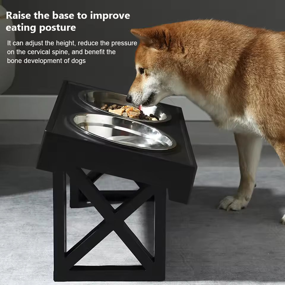 Large/XL Elevated Raised Double Dog Bowls Feeders With Adjustable Heights Stand