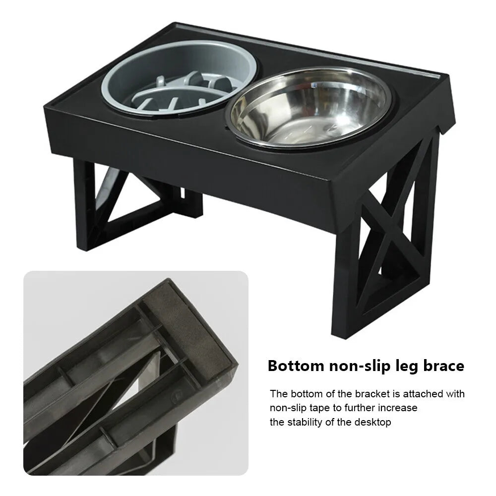Large/XL Elevated Raised Double Dog Bowls Feeders With Adjustable Heights Stand