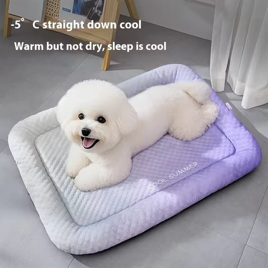 Pet Cooling Pad For Dogs Cats, Ice Silk Mat, Cool Bed Blanket, 3 Sizes Colors