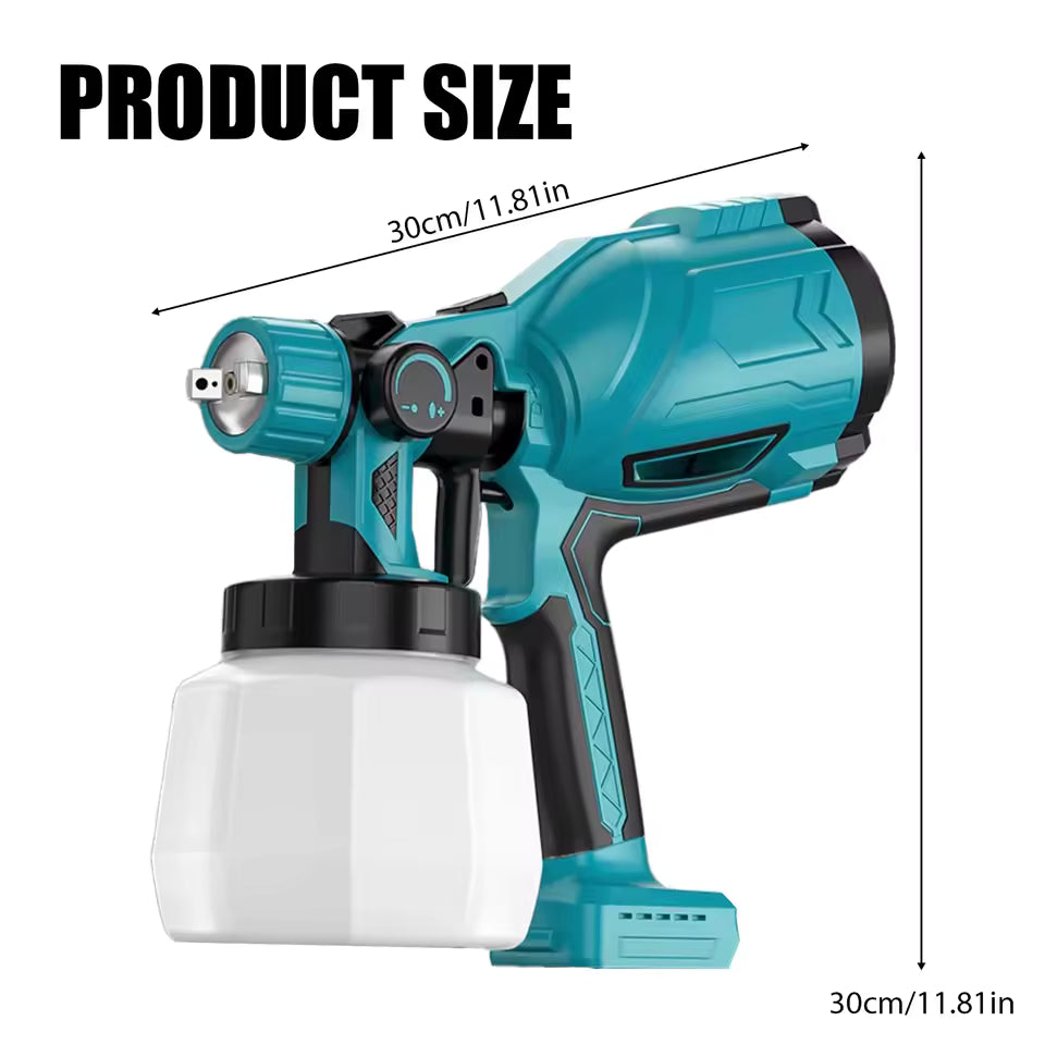 1000ML Cordless Electric Paint Sprayer with 3 patterns and Nozzles replace for Makita 18V Battery HVLP Spray Gun(BATTERY NOT INCLUDED)