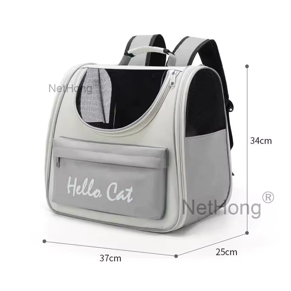 Fashionable Breathable Portable Cat Bag Double Shoulder Square Pet Backpack Foldable Outdoor Travel Pet Carrier Home Goods