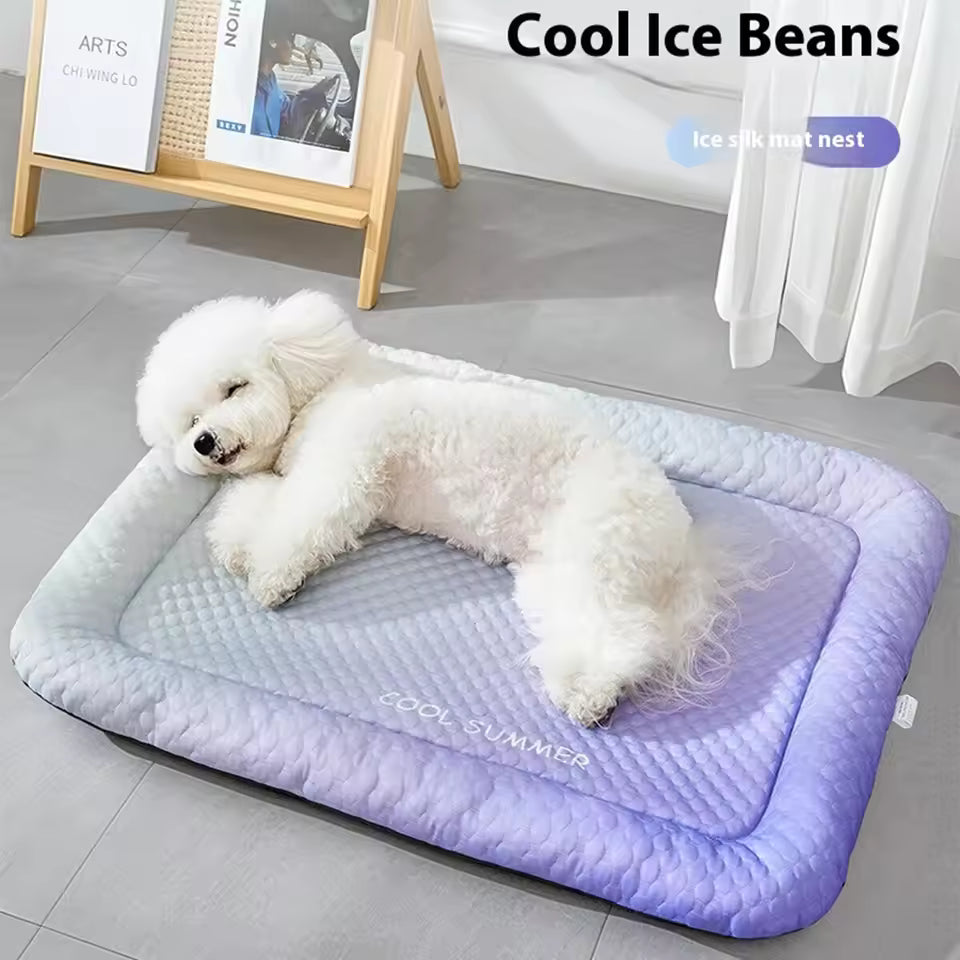 Pet Cooling Pad For Dogs Cats, Ice Silk Mat, Cool Bed Blanket, 3 Sizes Colors