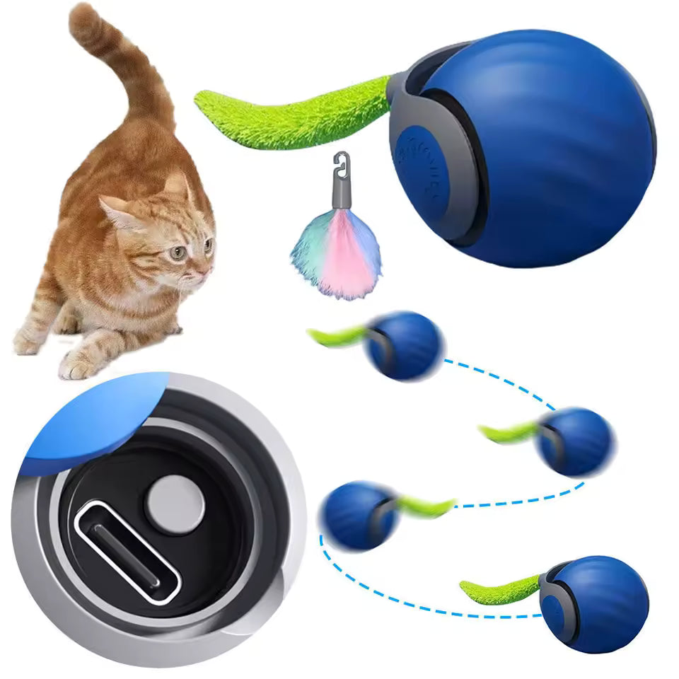 Smart Interactive Cat Toy Ball 2.0 – Automatic Rolling Ball with LED, Fun Exercise Toy for Cats
