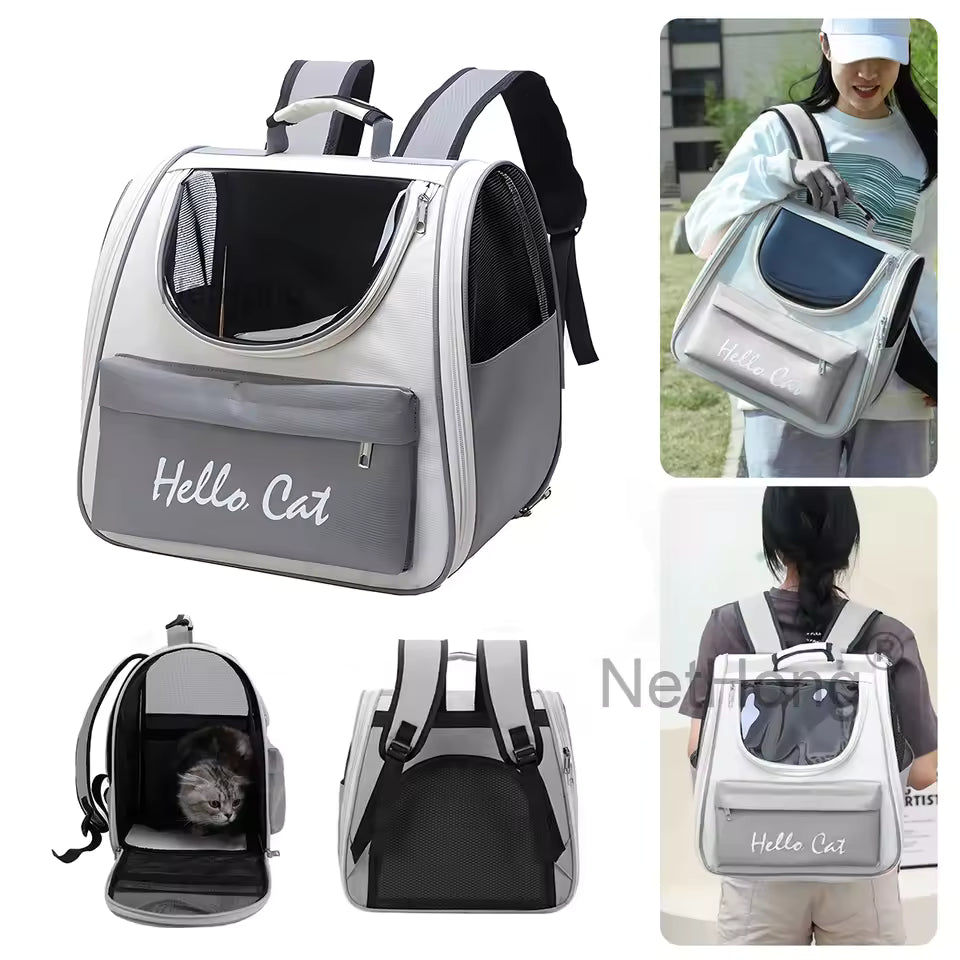 Fashionable Breathable Portable Cat Bag Double Shoulder Square Pet Backpack Foldable Outdoor Travel Pet Carrier Home Goods