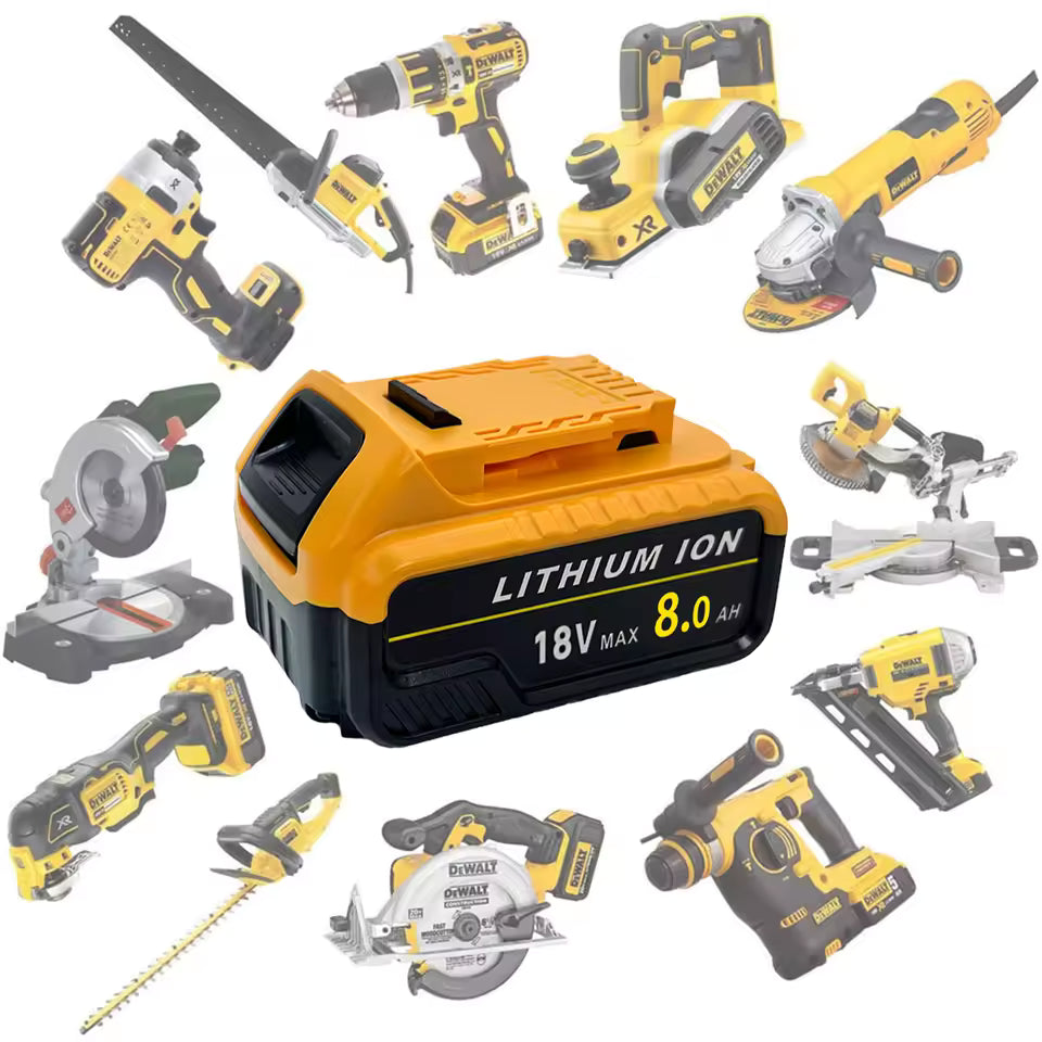 2Pack 8.0Ah Compatible with Dewalt DCB184 18V XR slide Li-Ion Battery DCB182 DCB183 DCB180 DCB200 Lithium-Ion Power Tool Max