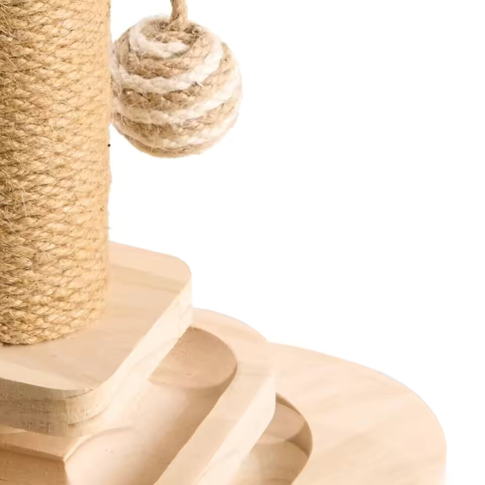 Scratche Track Ball Toy Scratcher Cat Tree Scratching Post Wooden Base Cat