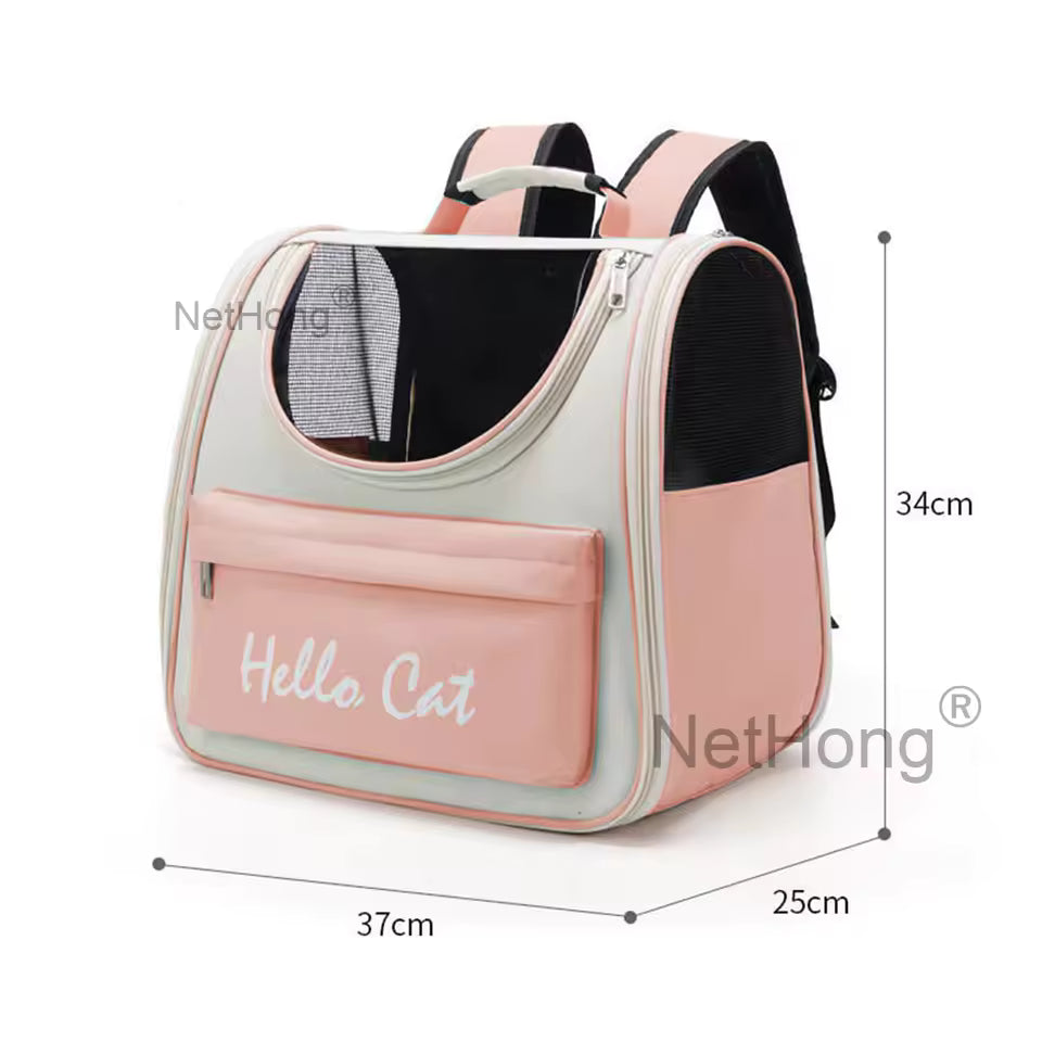 Fashionable Breathable Portable Cat Bag Double Shoulder Square Pet Backpack Foldable Outdoor Travel Pet Carrier Home Goods